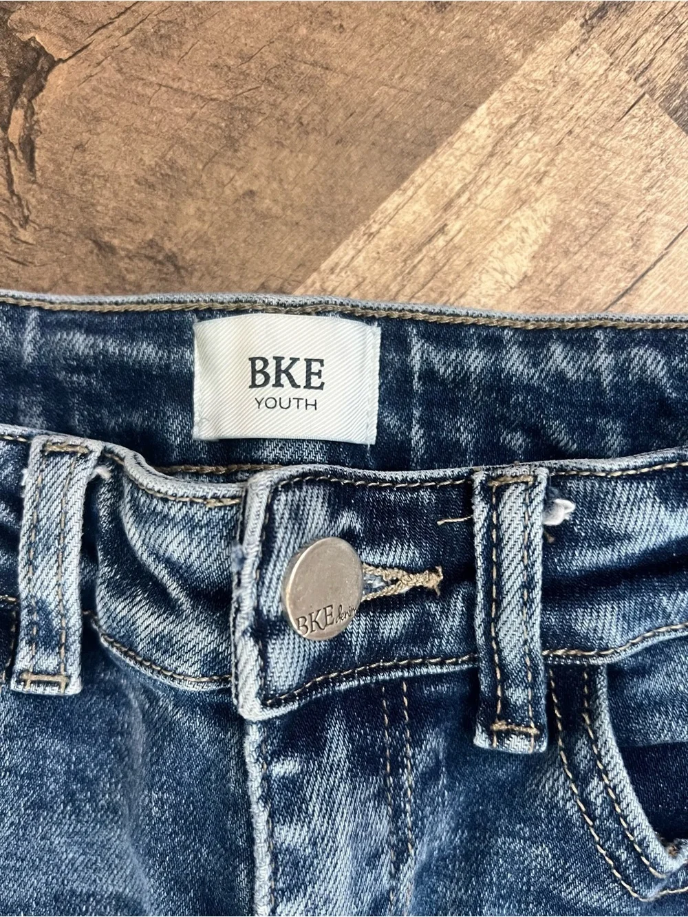 BKE Distressed Wide-Leg Jeans - Blue